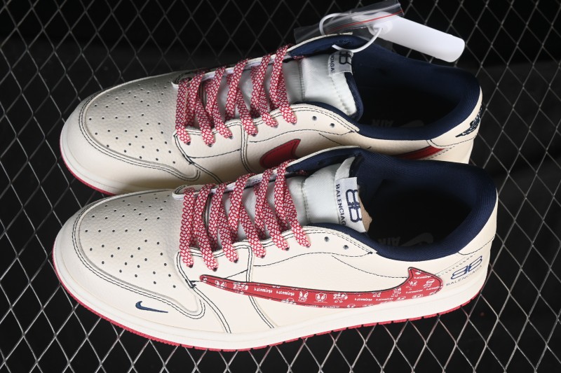 Jordan Air Jordan 1 Low OG SP Travis Scott x Fragment Design x Air Jordan 1 Low Collaborations with Reverse Swoosh Print - DS2025-001