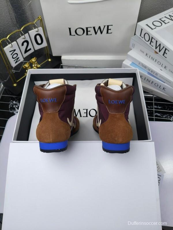 LOEWE High-Top German Training Sneakers Retro Fashion Casual White Shoes - LY00330