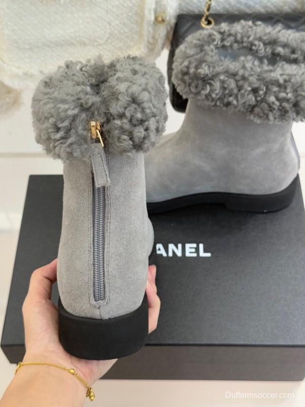 Chanel 2025/SS Double C Color-Block Shearling Snow Boots - KFY00300
