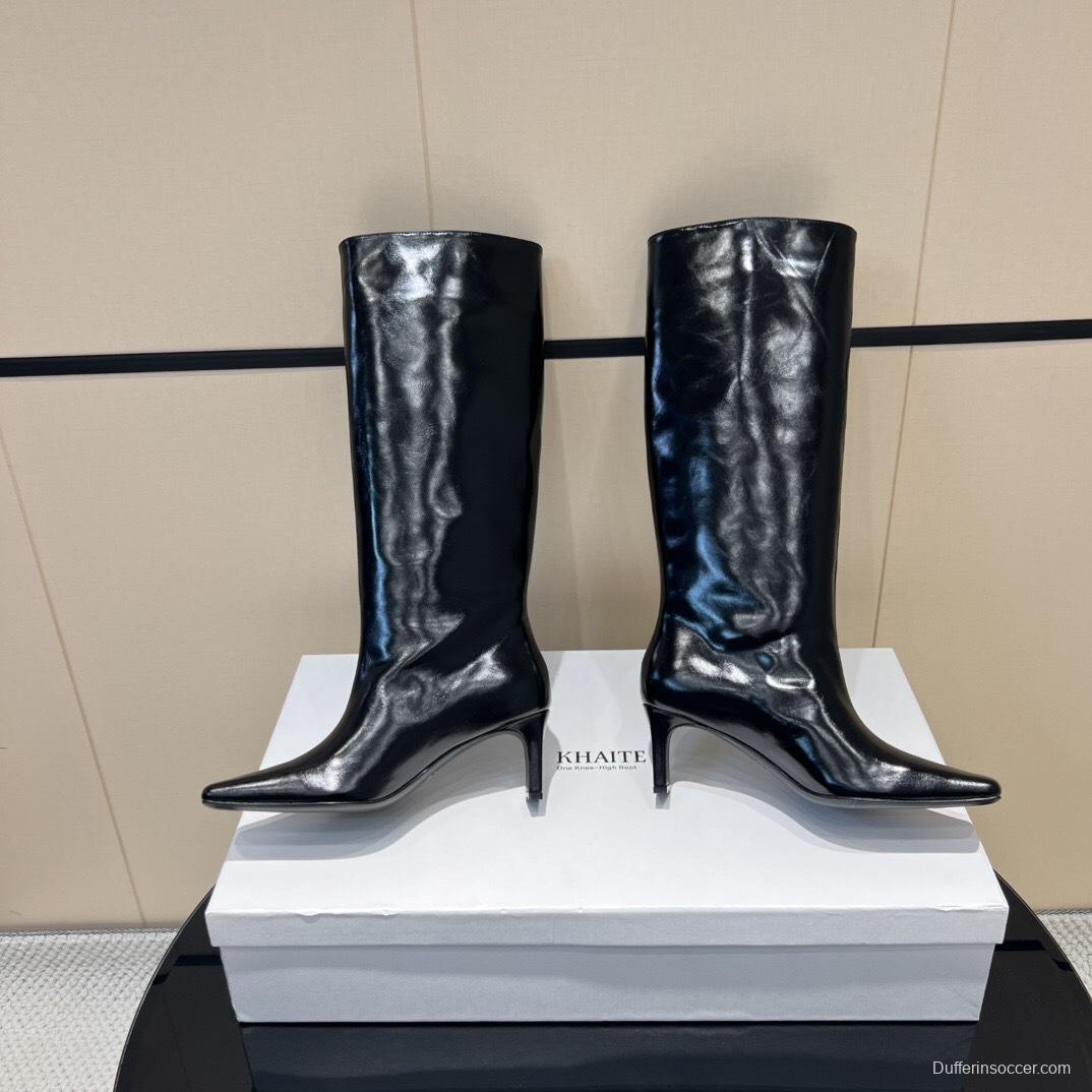 Khaite 2025 SS Square Toe Slip-On High Boots - KFY00490
