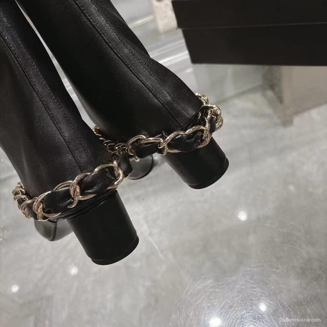 Chanel 2025/SS Chain Accent Block Heel Boots - LY00410