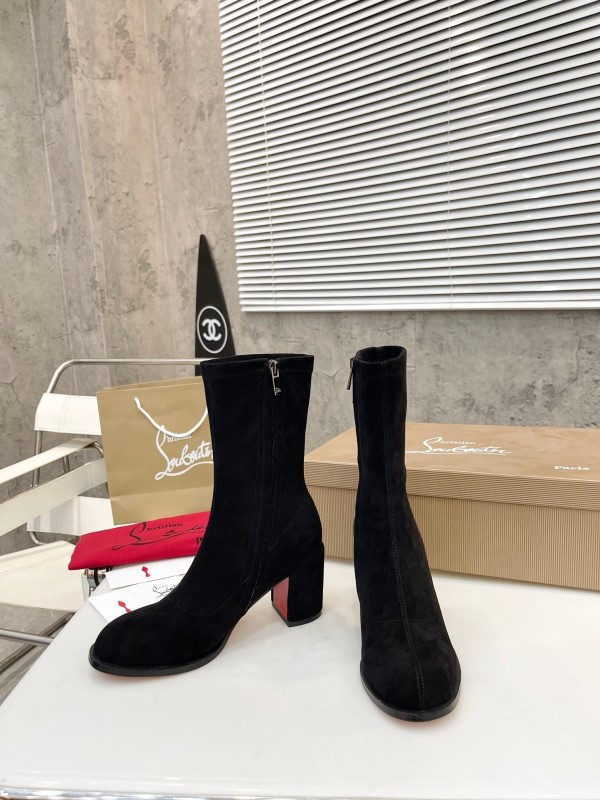 Christian Louboutin 2025/SS Chunky Heel Elastic Ankle Boots - LY00300