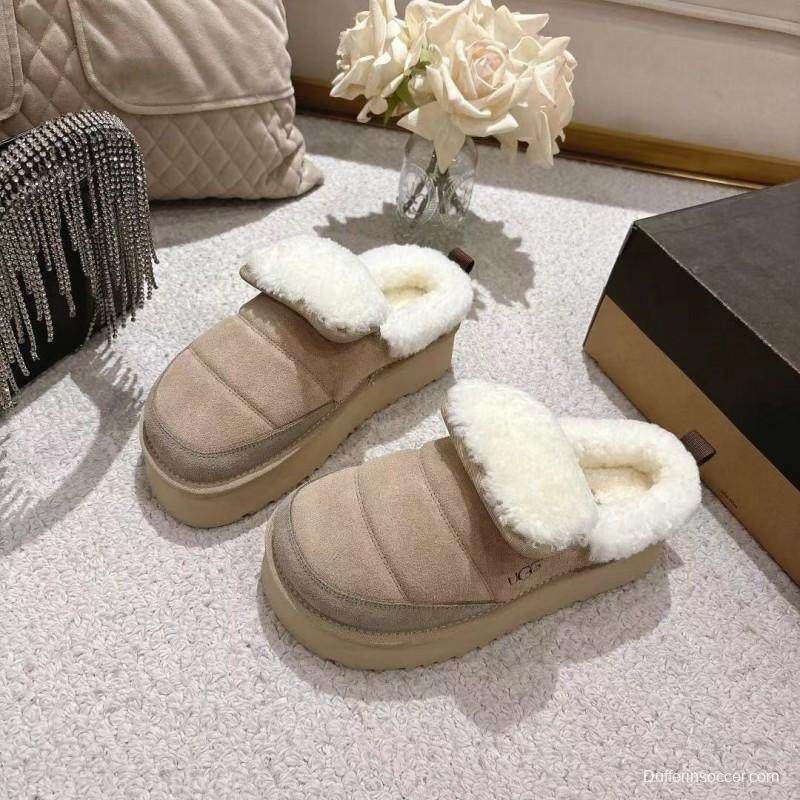 UGG 2025SS Michelin Caterpillar Slippers with Turned Fur Collar - LY00