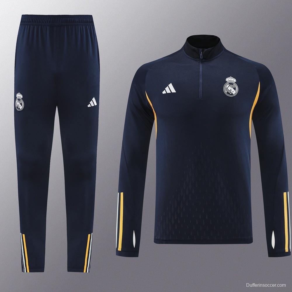 25/26 Real Madrid Royal Blue Half Zipper Jacket+Long Pants
