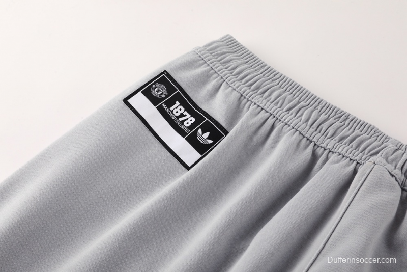 25/26 Manchester United Gray Half Zipper Jacket+Long Pants S-2XL