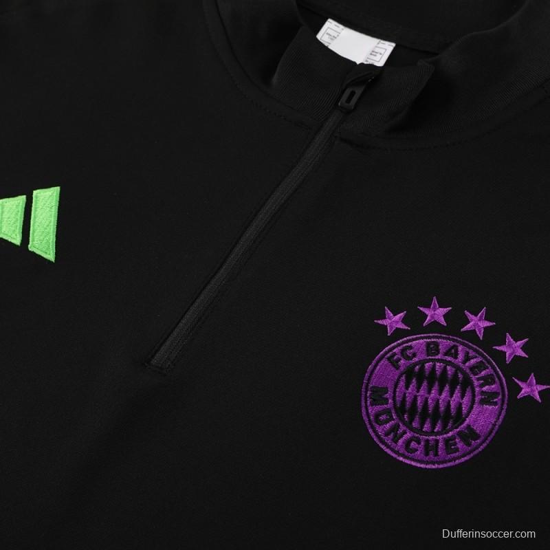 23/24 Bayern Munich Black S-2XL Half Zipper Jacket+Long Pants