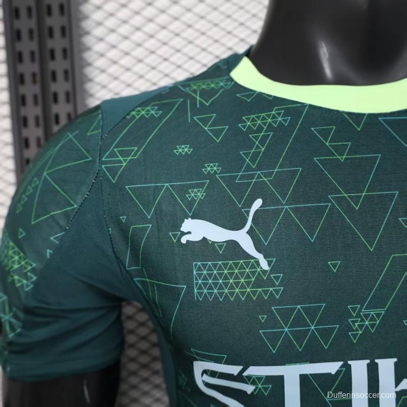 25/26 Player Version  Manchester City Third Dark Green with Geometric Triangle Pattern Jersey