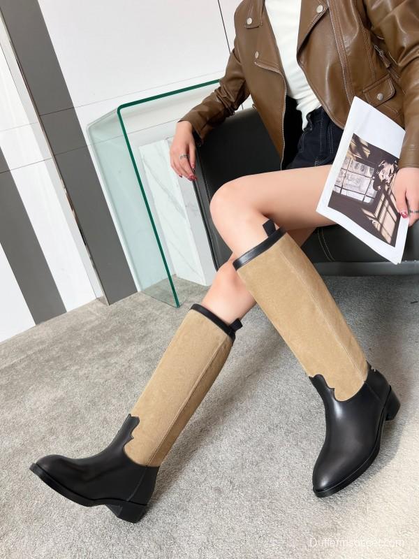 Adidas 2025 SS Western Suede Patchwork Slip-On Riding Boots - LY00400