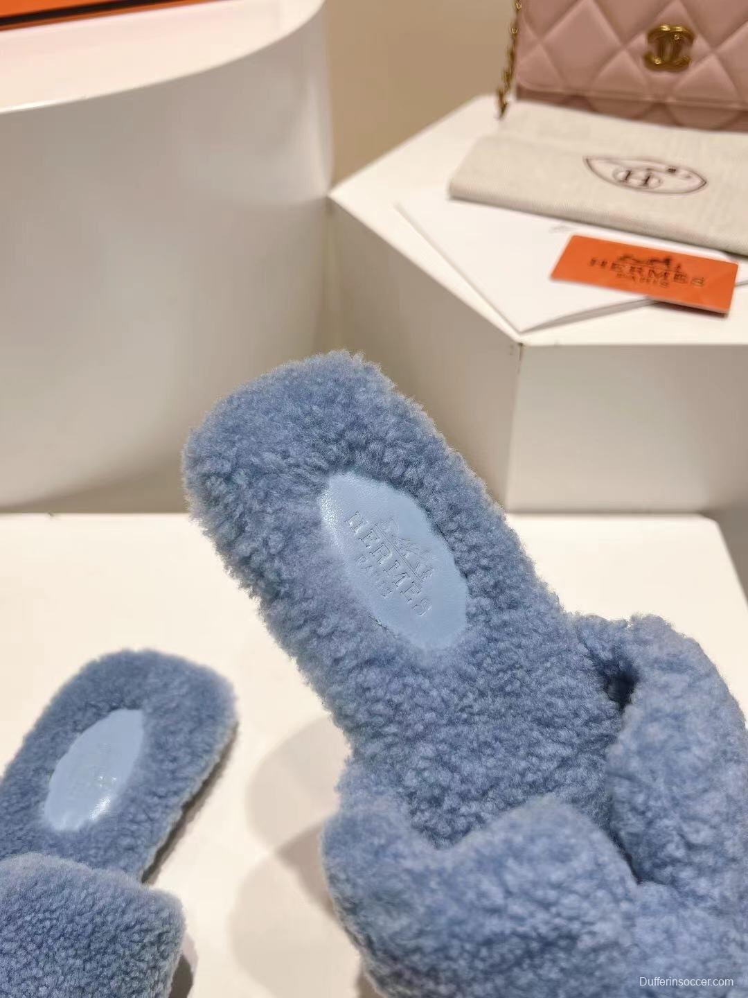 Hermès Teddy Wool Flat Slippers - LY00240