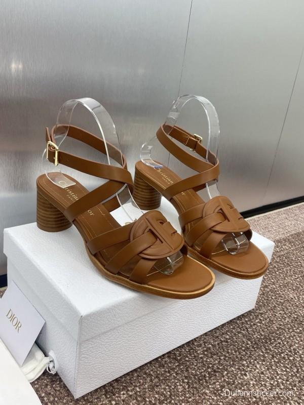 Dior D-Club Jelly Color Hollow Layered Cross Strap Mid Heel Women Shoes - KFY00290