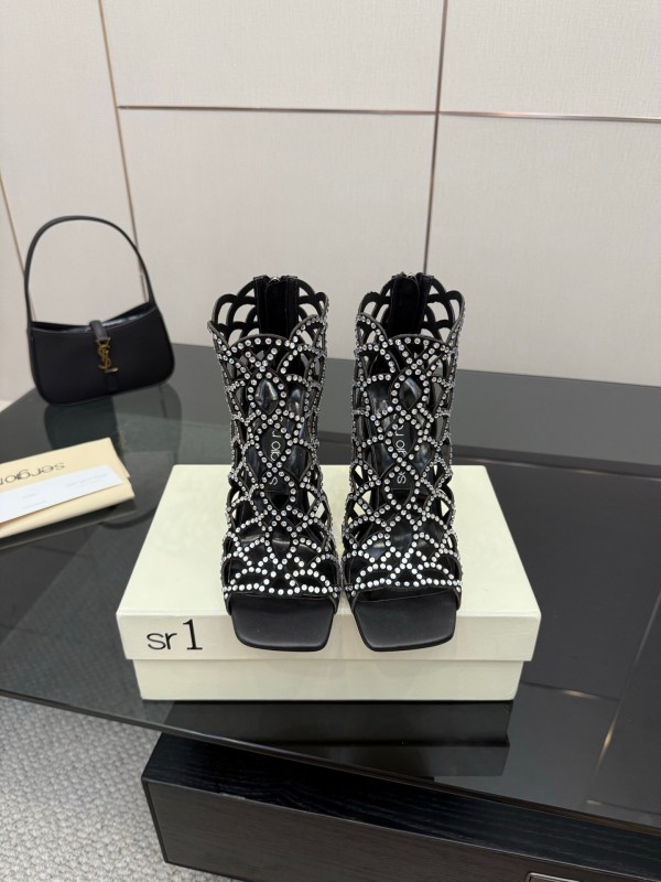 Sergio Rossi Mermaid Sandals 2025 SS Collection Fishnet High Heels - KFY00470