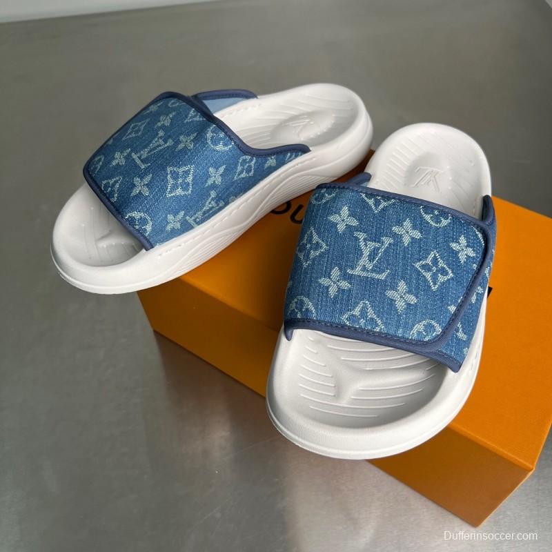 Louis Vuitton Miami Mule Slip-On Sandals with Hook-and-Loop Fastener - YC