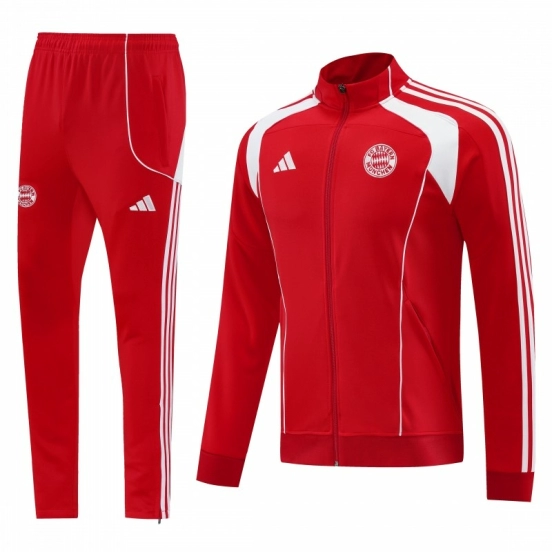 25/26 Bayern Munich Red Full Zipper Jacket+Long Pants