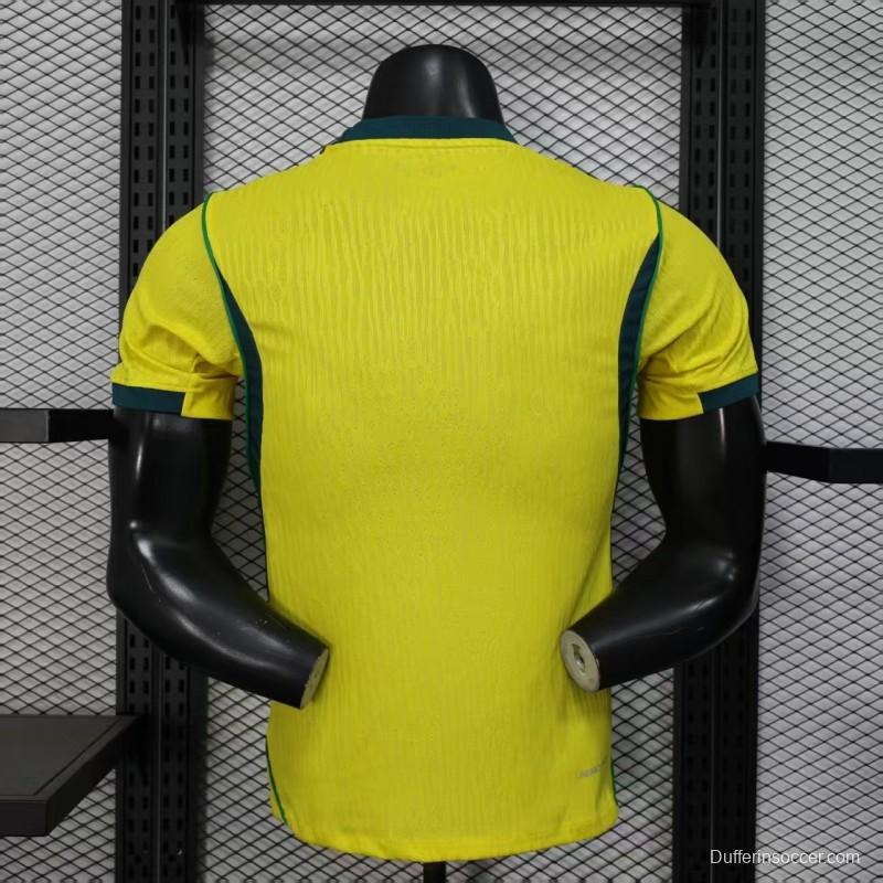 Player Version 2026 Brazil Home Yellow with Vertical Stripe Pattern Jersey