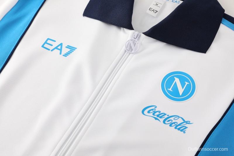 25/26 SSC Napoli White  Full zipper Jacket Tracksuit+ long pants