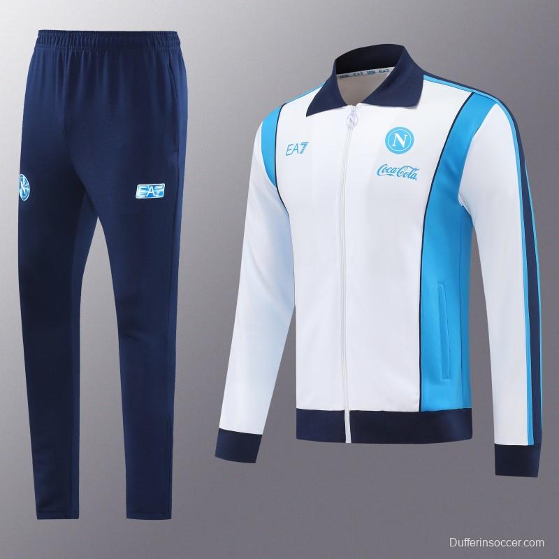 25/26 SSC Napoli White  Full zipper Jacket Tracksuit+ long pants