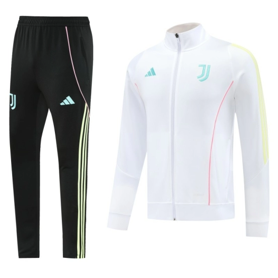 25/26  Juventus White  Full zipper Jacket Tracksuit+ long pants