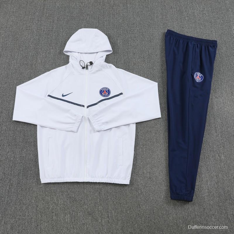 25/26 Paris White Full zipper Jacket Tracksuit+ long pants