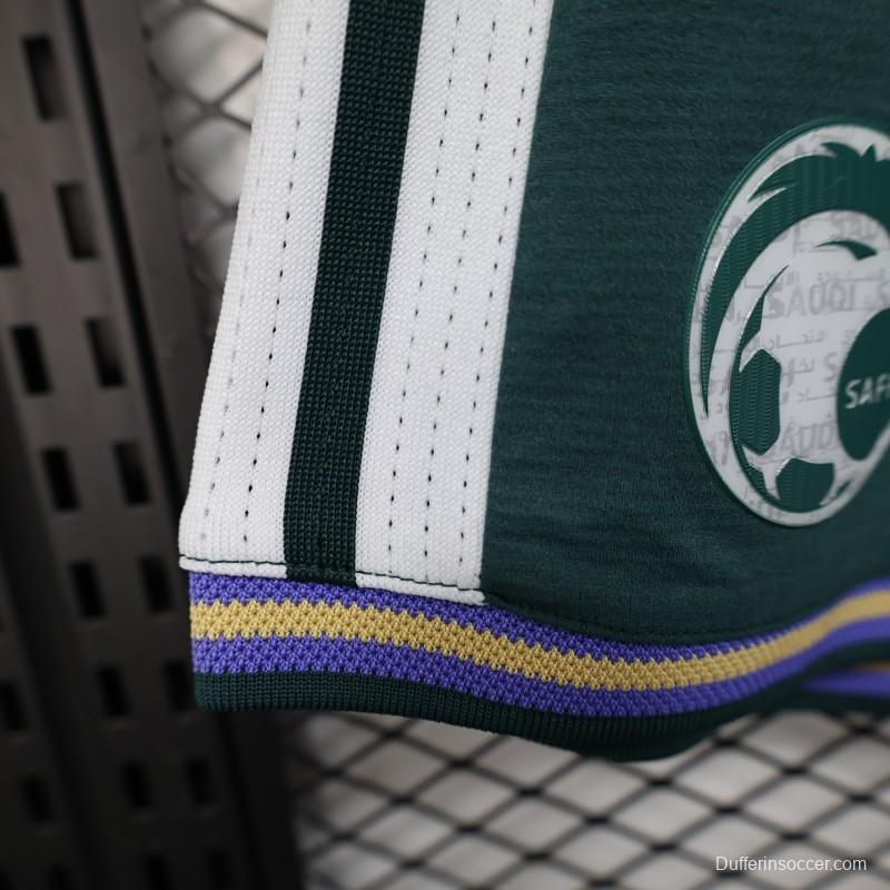 2026 Player Version Saudi Arabia Green with White Side Stripes  Shorts