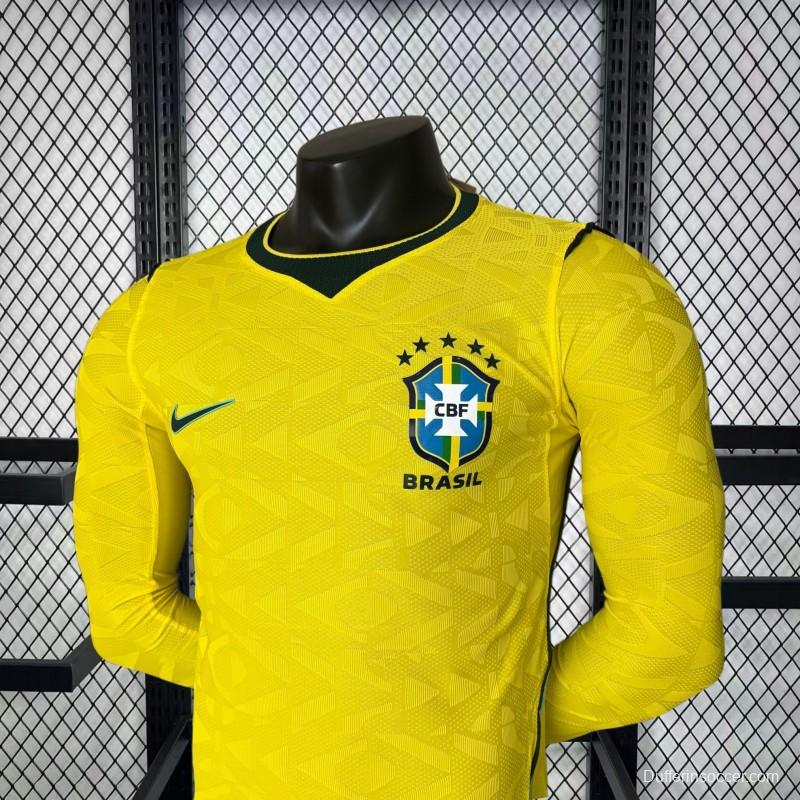2026 Player Version Mens Brazil World Cup Home Long Sleeve Jersey