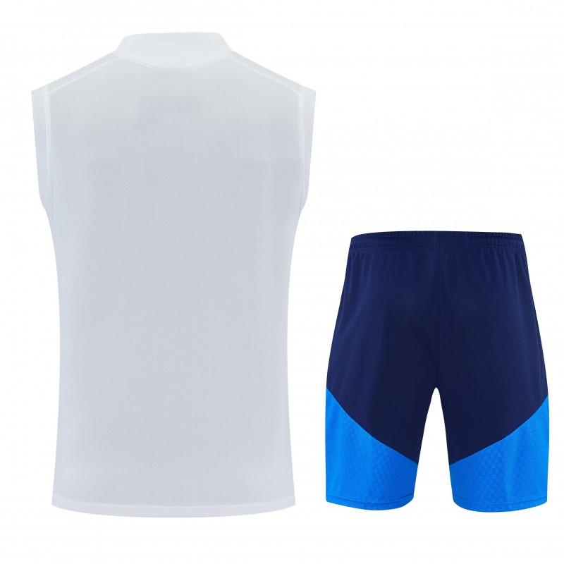 26/27 Colombia White Sleeveless Training Vest +Navy Blue Shorts Set