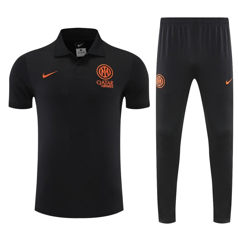 26/27 Inter Milan Black Polo Training Shirt + Long Pants Tracksuit