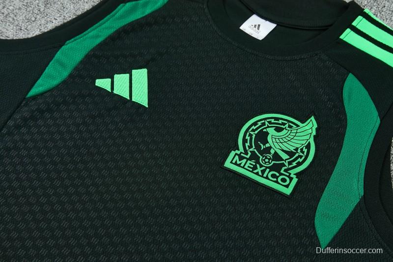 26/27  Mexico Black Sleeveless Training Vest +Shorts Set