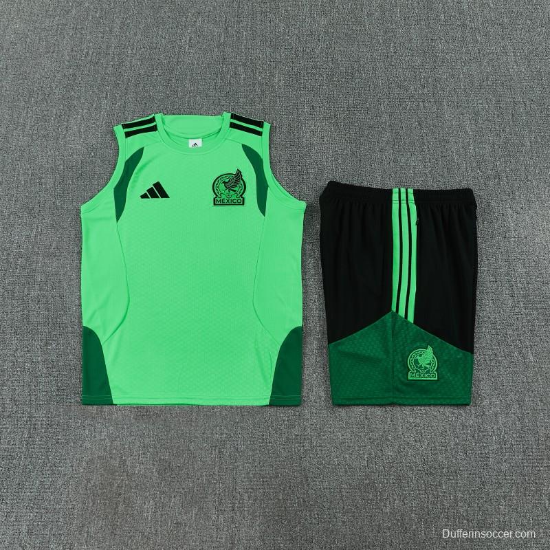 26/27  Mexico Green Sleeveless Training Vest + Black Shorts Set