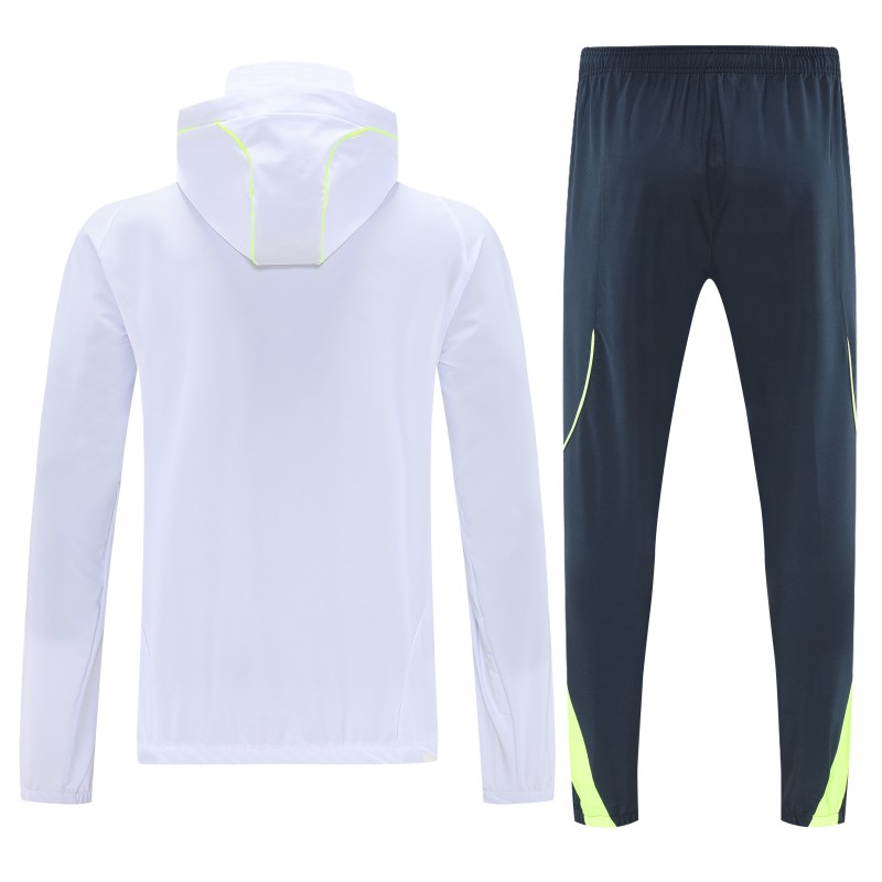 26/27 Adidas  White Full Zipper Hooded Jacket Tracksuit + Long Pants