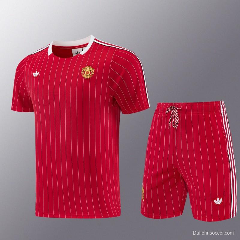 26/27  Manchester United Red Short Sleeve+Soccer Shorts