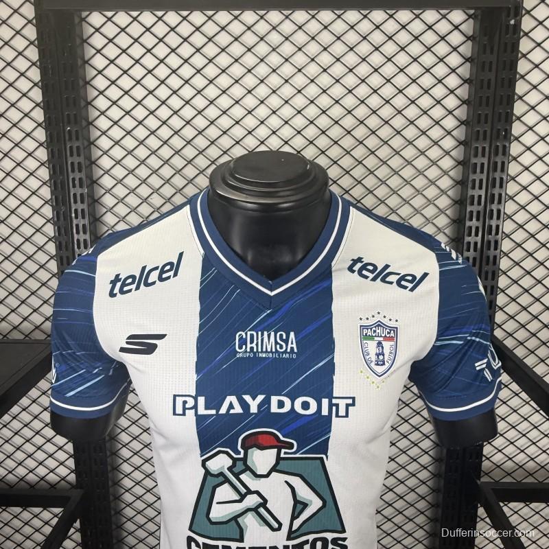 Player Version 25/26 CF Pachuca White & Blue Vertical Stripes Home Jersey