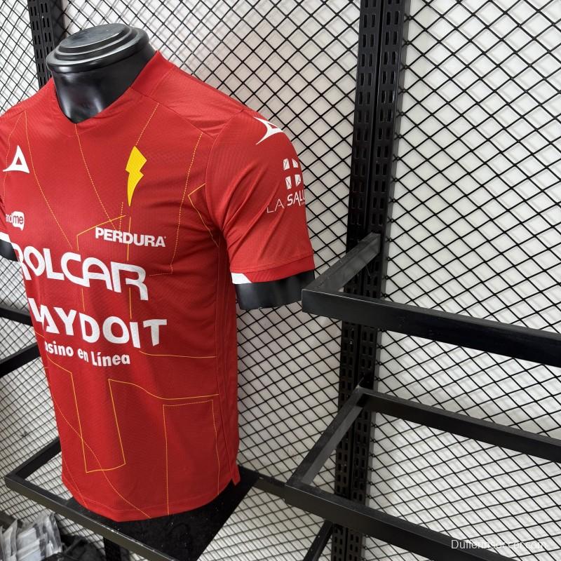 Player Version 25/26 Club Necaxa away Red with Gold Geometric Lightning Pattern Jersey