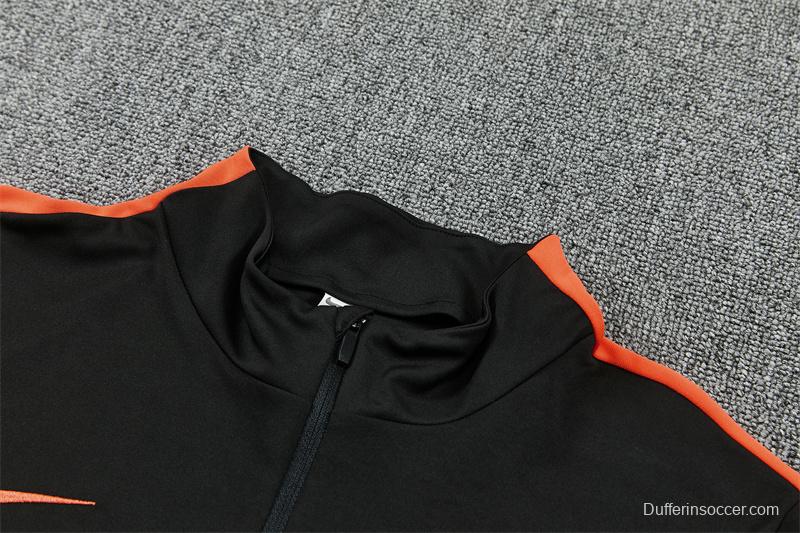 2026 Netherlands Black & Orange  Half Zipper Jacket Tracksuit + Long Pants