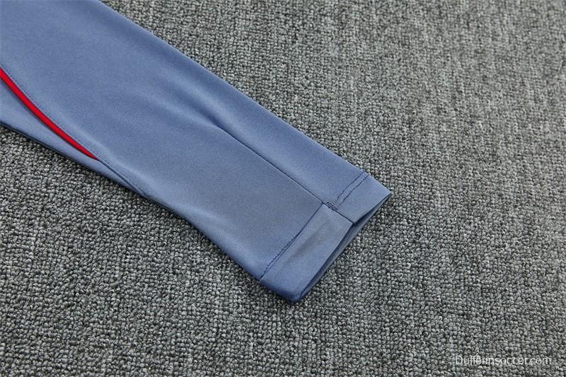 2026 England Grey Half Zipper Jacket Tracksuit + Navy  Blue Long Pants (Nike)