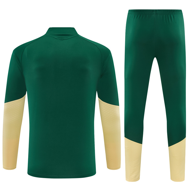 2026 Real Madrid Green & Cream  Half Zipper Jacket Tracksuit + Long Pants
