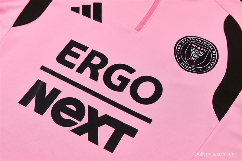 2026 Inter Miami CF Pink  Half Zipper Jacket Tracksuit + Black Long Pants