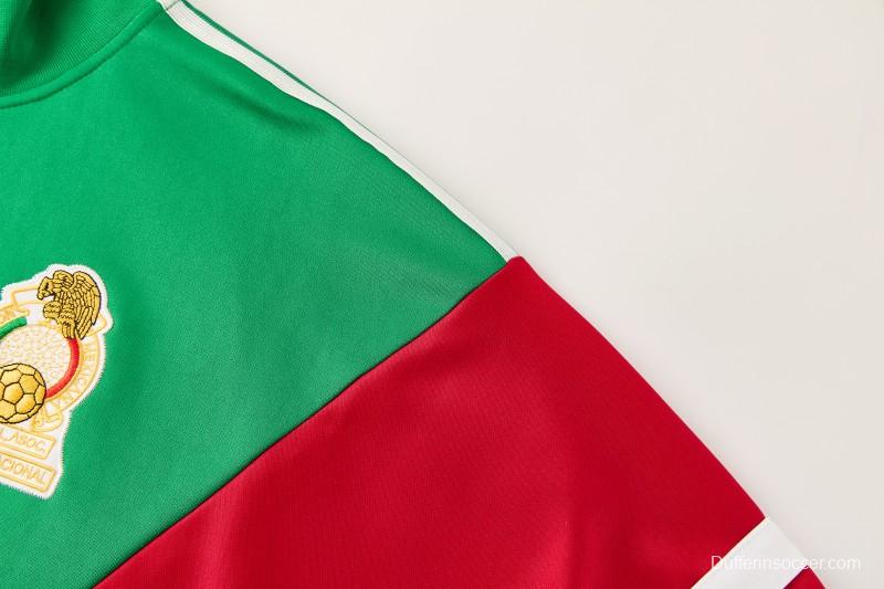 2026/27 Mexico  Green & Red Retro Full Zipper Jacket Tracksuit + Long Pants (Adidas Originals)