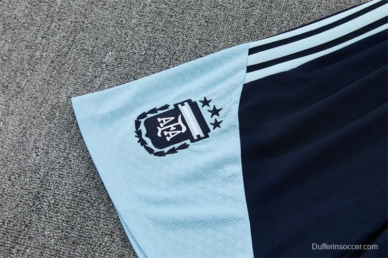2026 Argentina White & Light Blue Radial Stripe Short Sleeve+Soccer Shorts