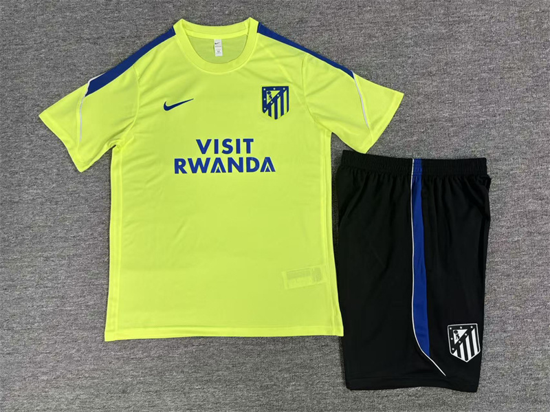 2026 Kids Atletico Madrid Fluorescent Green Short Sleeve+Soccer Shorts