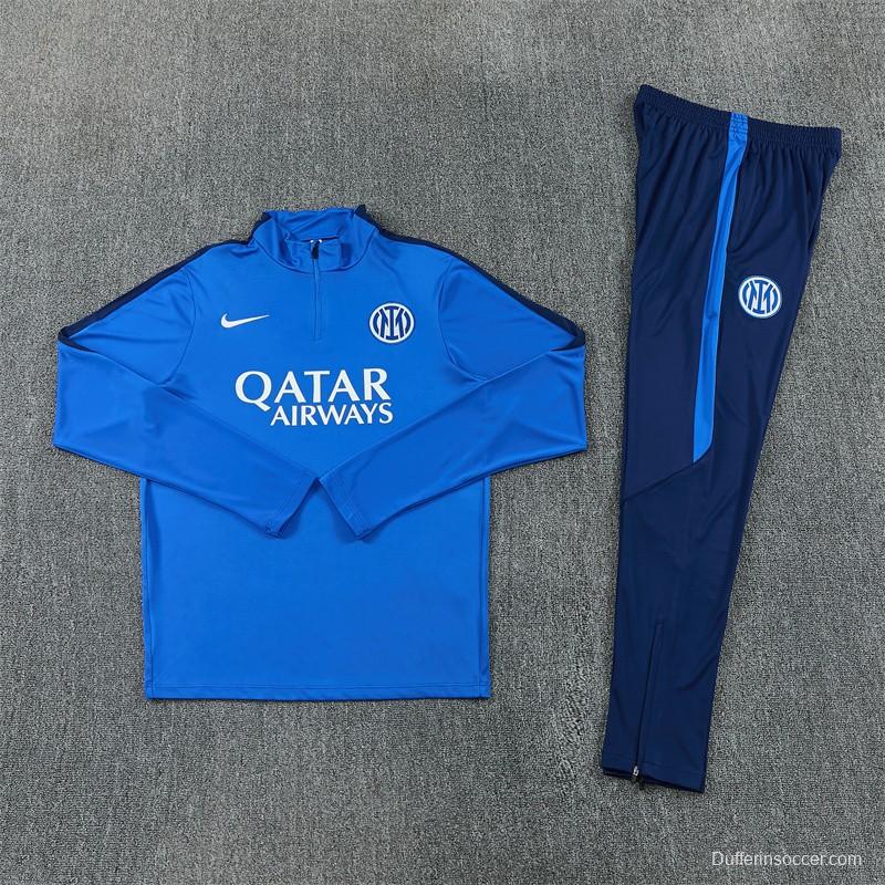 2026 Inter Milan Royal Blue Half  Zipper Jacket Tracksuit + Long Pants (Nike)