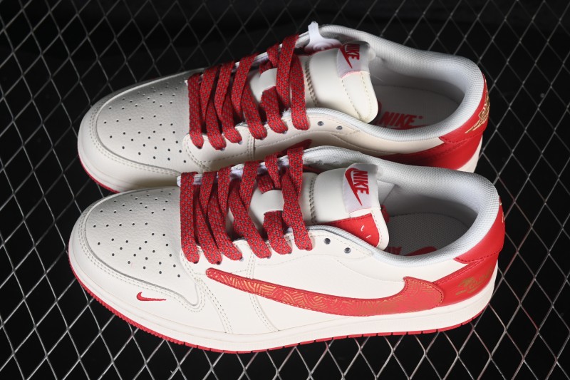 Nike Travis Scott x Fragment Design x Air Jordan 1 Low OG SP Retro Lifestyle Shoes with Cracked Leather and Reverse Swoosh - HG0026-021