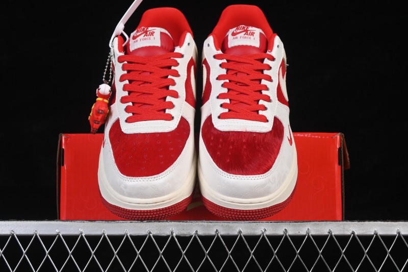 Nike Air Force 1 '07 Low Year of the Horse Limited Edition White Red Horsehair Chinese Style Casual Sneakers - XL1979-145