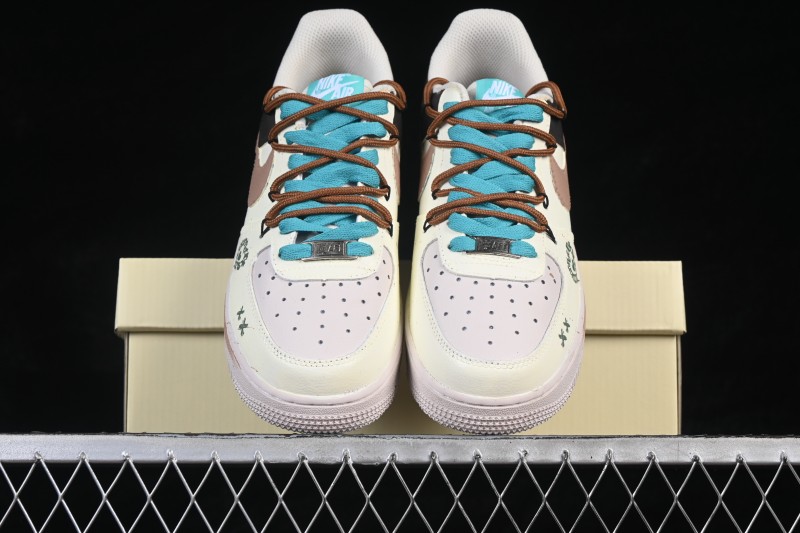 Nike Air Force 1 '07 Low Hand-Drawn Doodle Sneakers with Mint Lime Accents - DZ1382-121