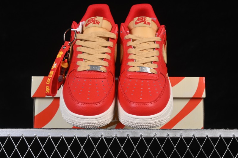 Nike Air Force 1 '07 Low Lunar New Year Limited Edition Casual Sneakers with Suede Gold Swoosh - XD0028-012