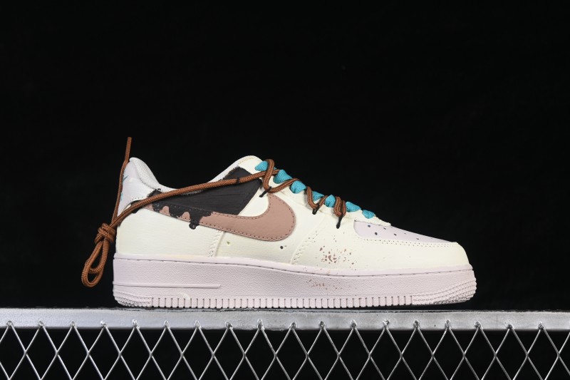 Nike Air Force 1 '07 Low Hand-Drawn Doodle Sneakers with Mint Lime Accents - DZ1382-121