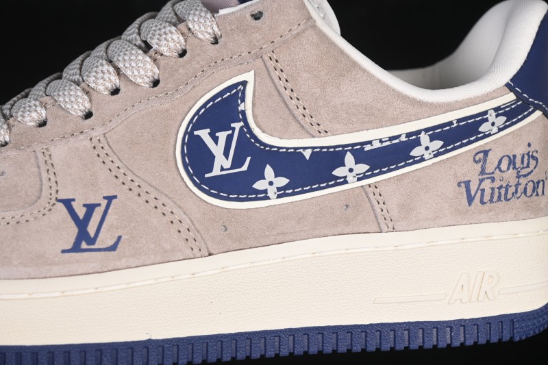 Nike Air Force 1 '07 Low LV Collaboration Grey Blue Pigskin Leather Casual Sneakers - KL1688-004