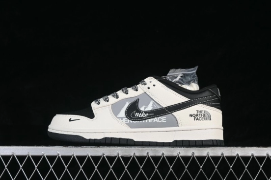 Nike SB Dunk Low North Face Collaboration White Black Snow Mountain Custom Low-Top Skateboarding Shoes - DS6608-023