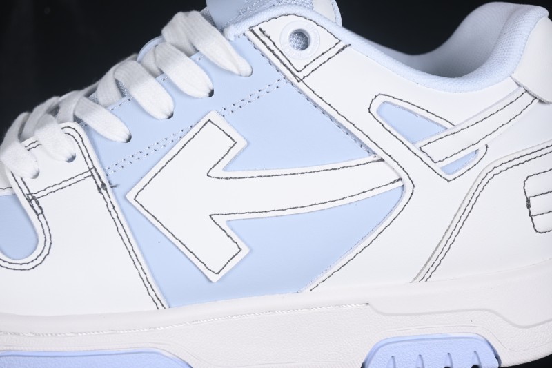 Off-White Out Of Office Low-Top Fashion Skateboarding Shoes White Light Blue - AJD4