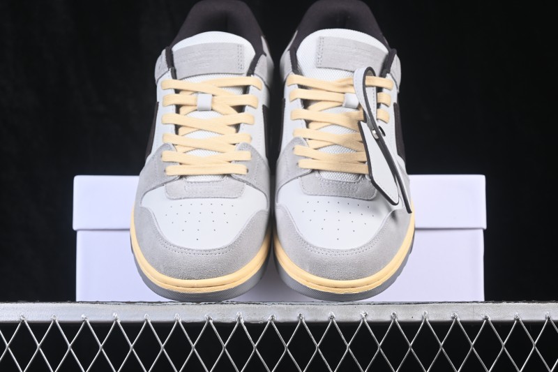Off-White Out of Office Low-Top Fashion Skate Shoes in Taupe - WME5