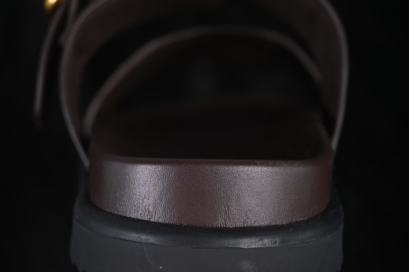 Louis Vuitton Venice Comfort Calf Suede Round-Toe Slide Sandals
